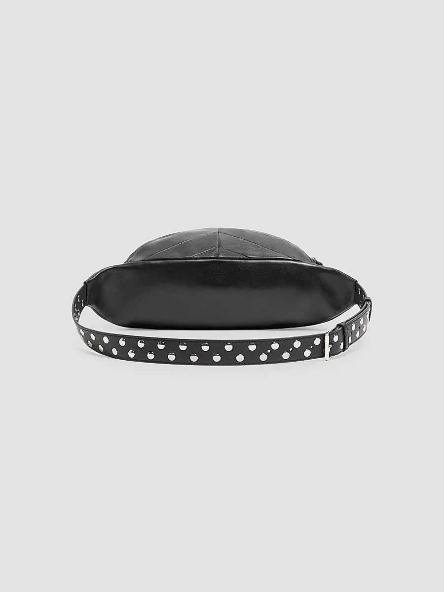 Valentino Men's Jean Waist Bag in Patchwork Nappa Leather with Chevron Pattern - Black | Thumbnail 2
