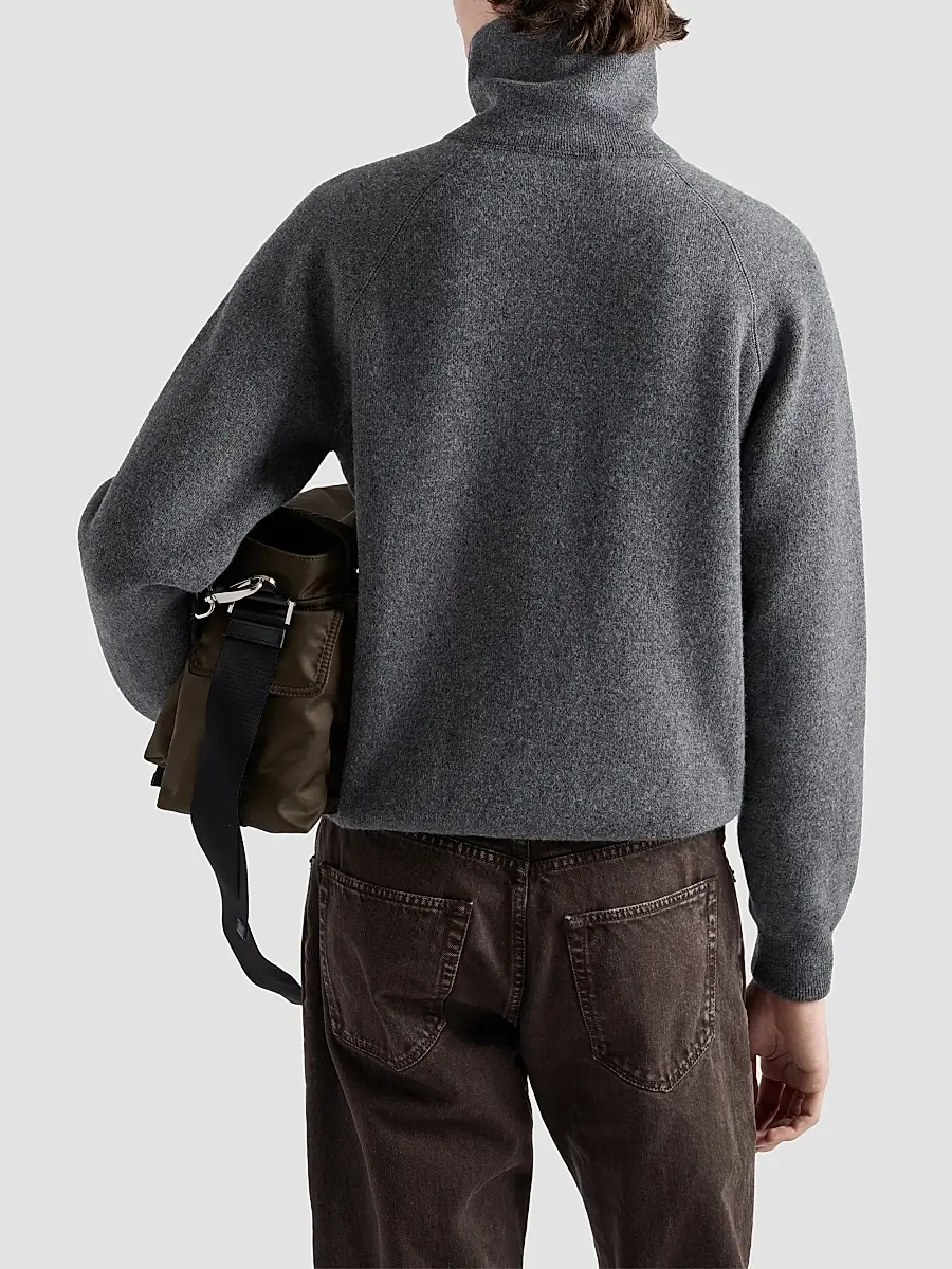 Prada Men's Wool and Cashmere Polo Sweater | Thumbnail 4