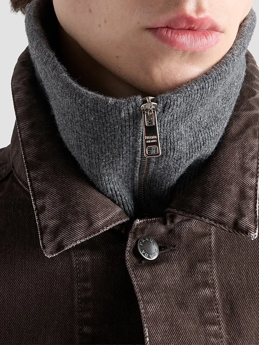 Prada Men's Wool and Cashmere Polo Sweater | Thumbnail 6