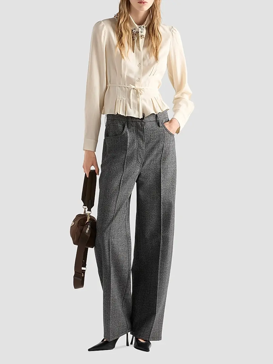 Prada Women's Silk Marocain Shirt | Thumbnail 2 Prada Women's Silk Marocain Shirt | Thumbnail 2