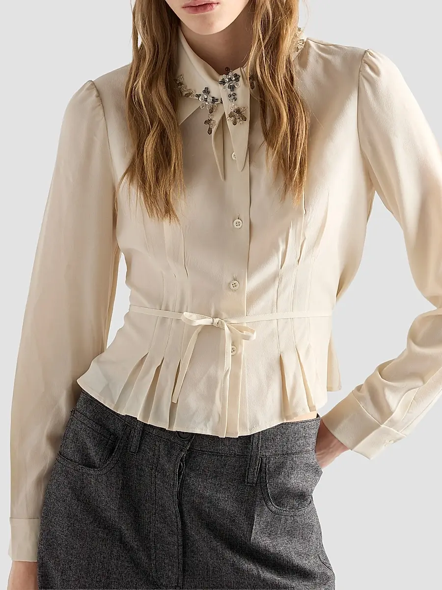 Prada Women's Silk Marocain Shirt | Thumbnail 3 Prada Women's Silk Marocain Shirt | Thumbnail 3