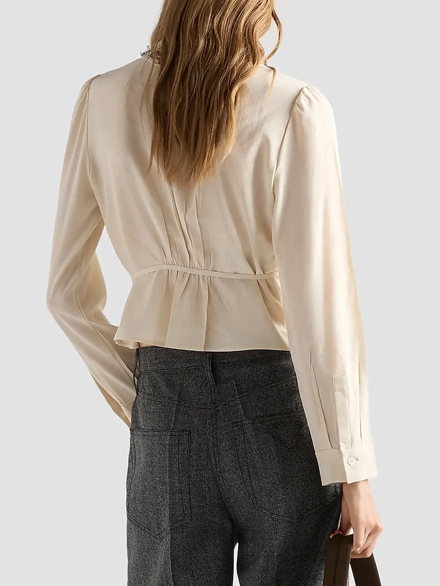Prada Women's Silk Marocain Shirt | Thumbnail 4 Prada Women's Silk Marocain Shirt | Thumbnail 4