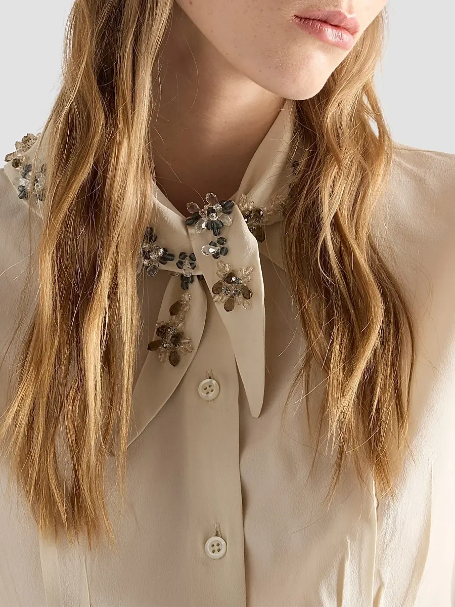 Prada Women's Silk Marocain Shirt | Thumbnail 6 Prada Women's Silk Marocain Shirt | Thumbnail 6