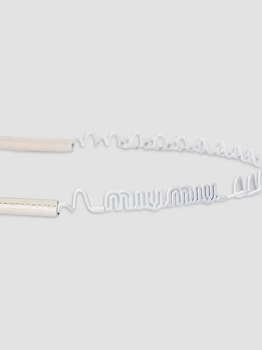 Miu Miu Women's Metal and Leather Headband - Beige | Thumbnail 3 Miu Miu Women's Metal and Leather Headband - Beige | Thumbnail 3