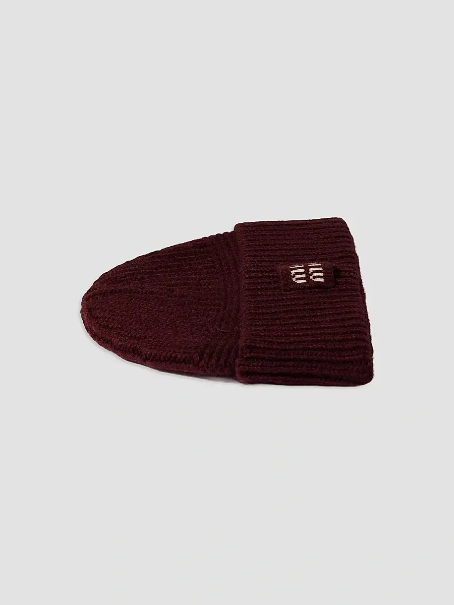 Miu Miu Women's Wool and Cashmere Beanie - Dark Red | Thumbnail 2 Miu Miu Women's Wool and Cashmere Beanie - Dark Red | Thumbnail 2