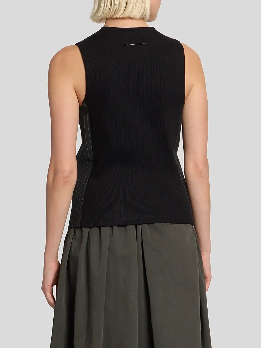 MM6 Maison Martin Margiela Women's Pinstripe Three-Button Vest | Thumbnail 4