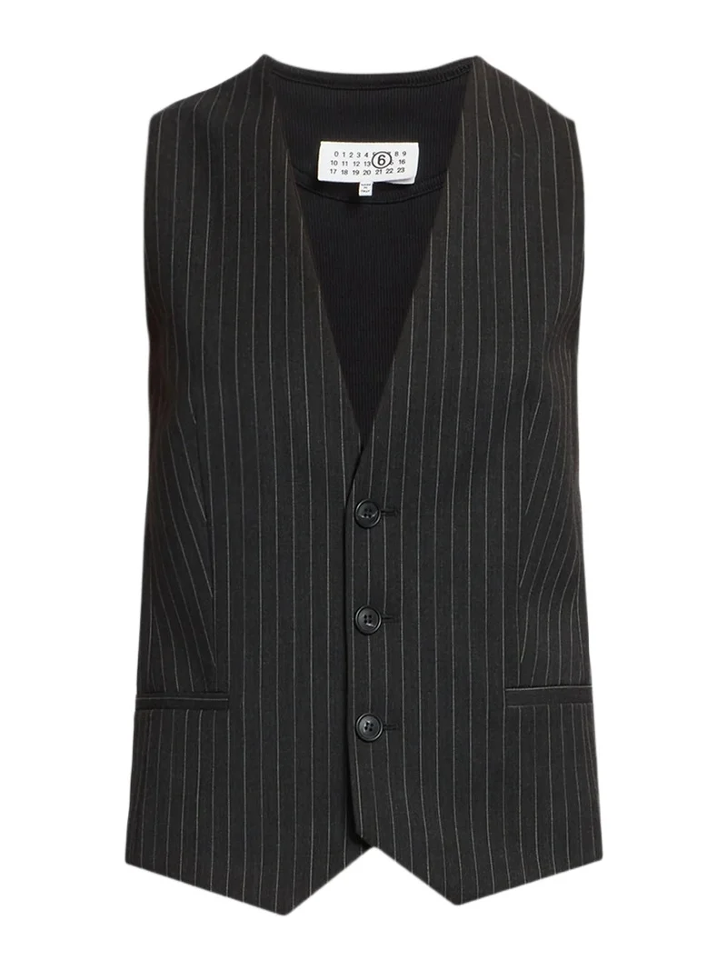 MM6 Maison Martin Margiela Women's Pinstripe Three-Button Vest
