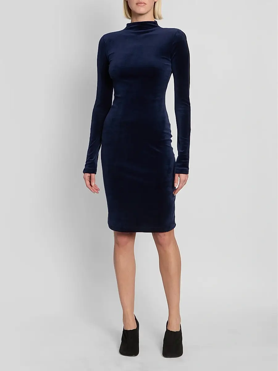 MM6 Maison Martin Margiela Women's Jersey Mock Turtleneck Knee-Length Dress | Thumbnail 2