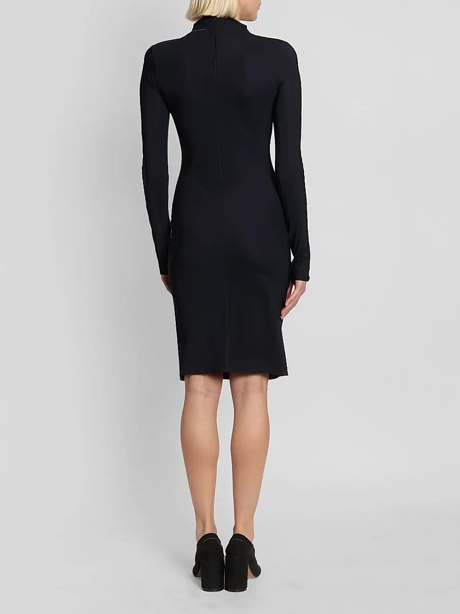 MM6 Maison Martin Margiela Women's Jersey Mock Turtleneck Knee-Length Dress | Thumbnail 3