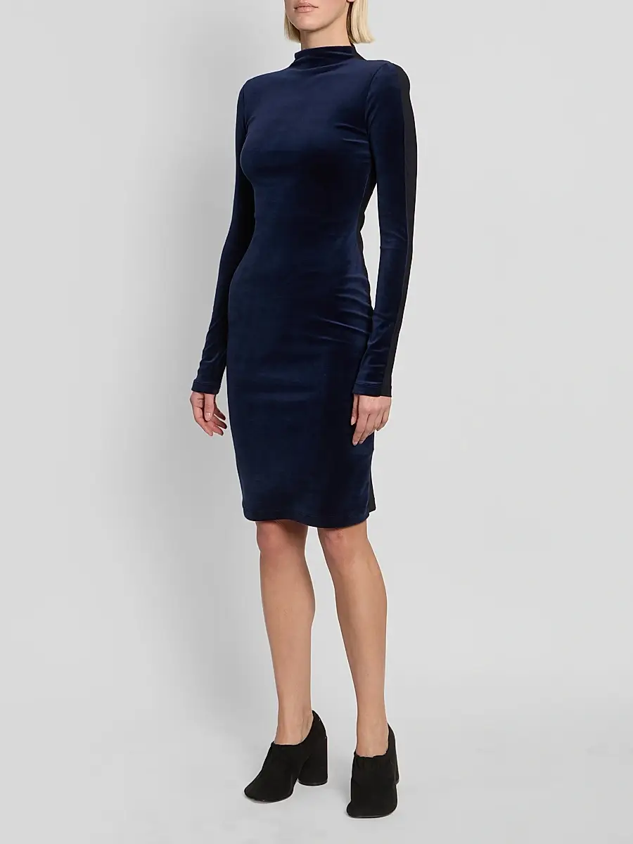 MM6 Maison Martin Margiela Women's Jersey Mock Turtleneck Knee-Length Dress | Thumbnail 4