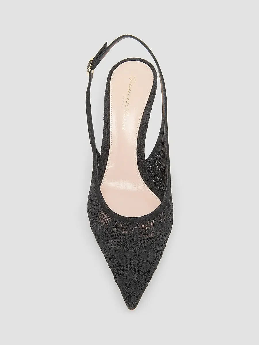 Gianvito Rossi Women's Lyon 70MM Lace & Suede Slingback Pumps | Thumbnail 4 Gianvito Rossi Women's Lyon 70MM Lace & Suede Slingback Pumps | Thumbnail 4