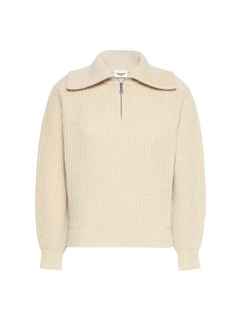 Women's Wool Zip Up Roll Neck Jumper
