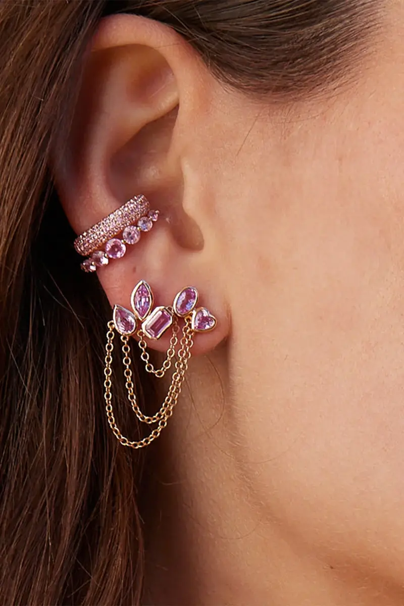 SHAY JEWELRY Pink Sapphire Gradual Ear Cuff | Thumbnail 2 SHAY JEWELRY Pink Sapphire Gradual Ear Cuff | Thumbnail 2