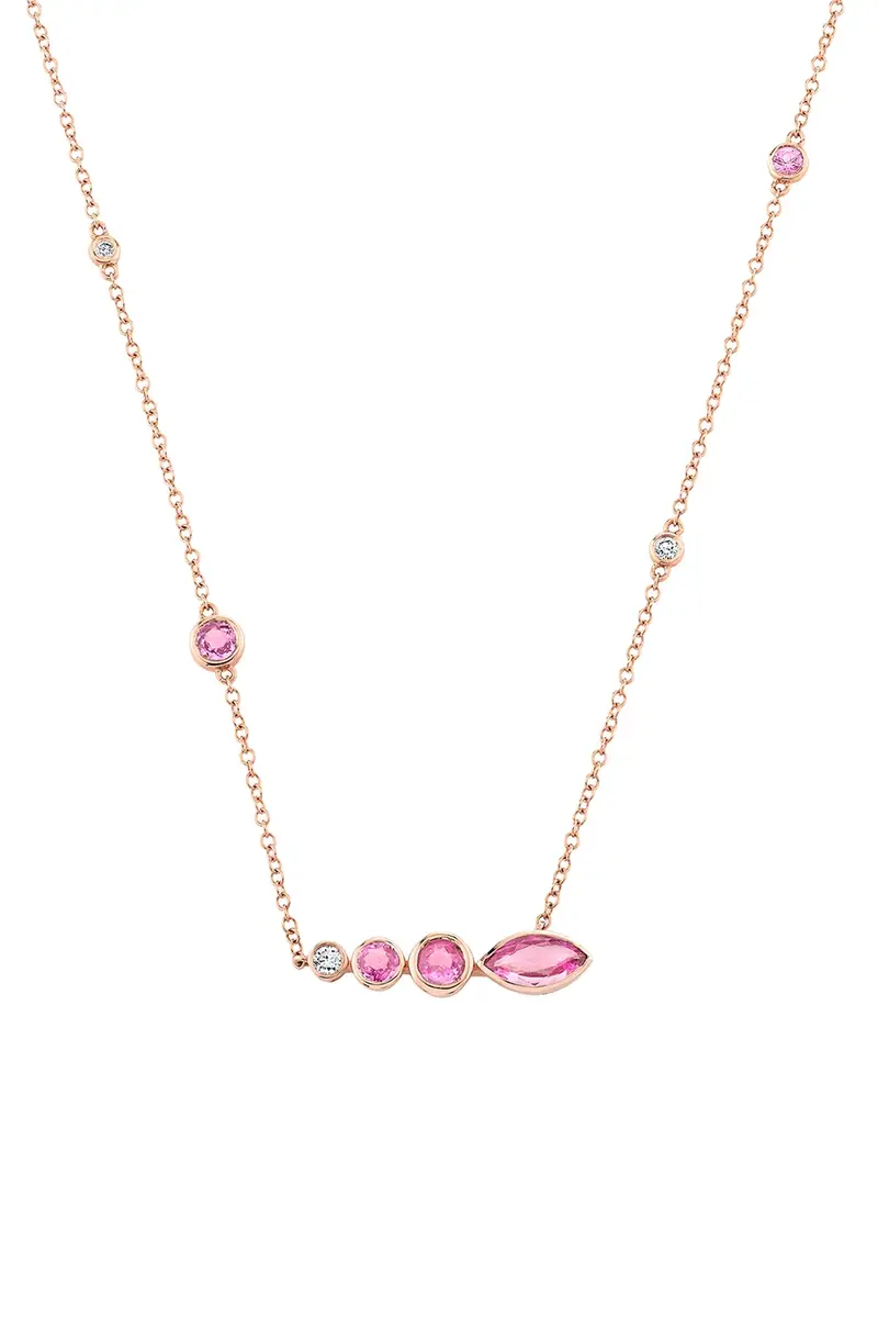 SHAY JEWELRY Pink Sapphire Diamond Riviera Station Necklace | Thumbnail 2