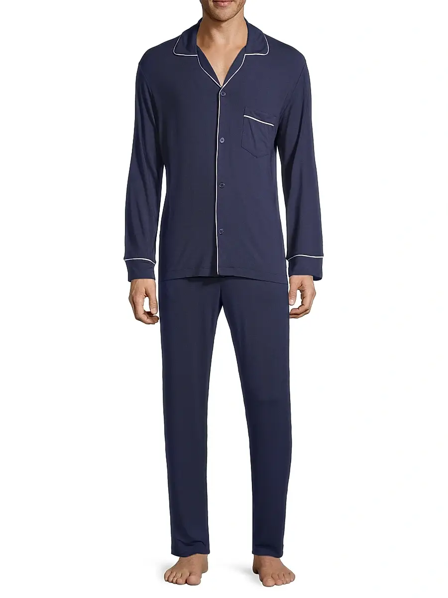 Eberjey Men's William 2-Piece Piped Pajama Set | Thumbnail 2 Eberjey Men's William 2-Piece Piped Pajama Set | Thumbnail 2