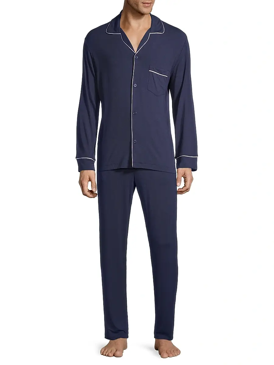 Eberjey Men's William 2-Piece Piped Pajama Set | Thumbnail 3 Eberjey Men's William 2-Piece Piped Pajama Set | Thumbnail 3