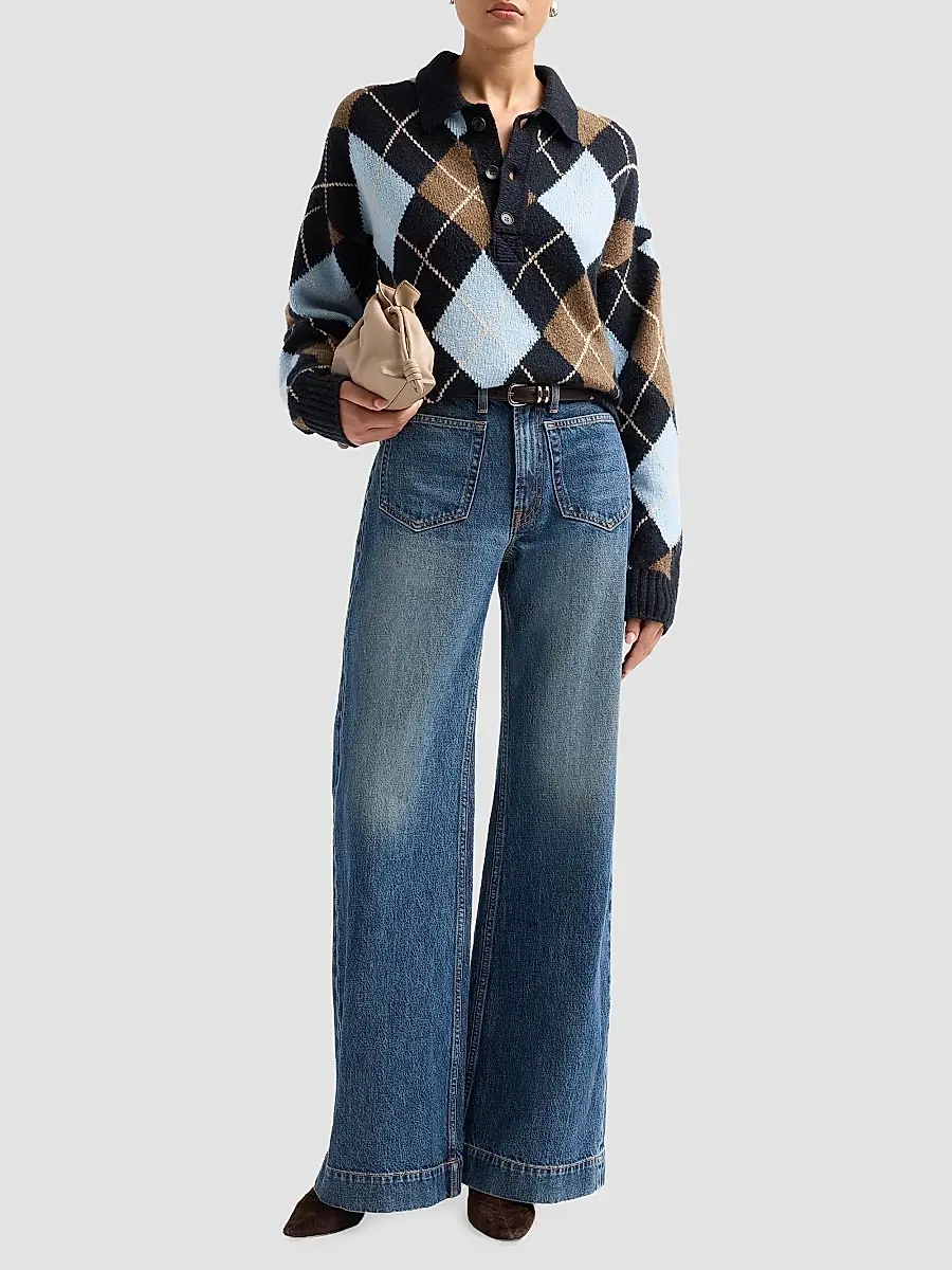 A.L.C. A. L.C. Women's Lennon Argyle Polo Sweater | Thumbnail 2 A.L.C. A. L.C. Women's Lennon Argyle Polo Sweater | Thumbnail 2