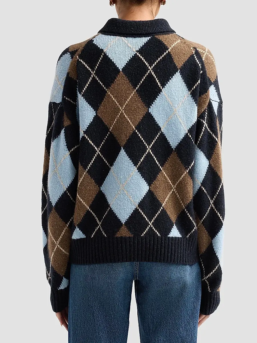A.L.C. A. L.C. Women's Lennon Argyle Polo Sweater | Thumbnail 3 A.L.C. A. L.C. Women's Lennon Argyle Polo Sweater | Thumbnail 3