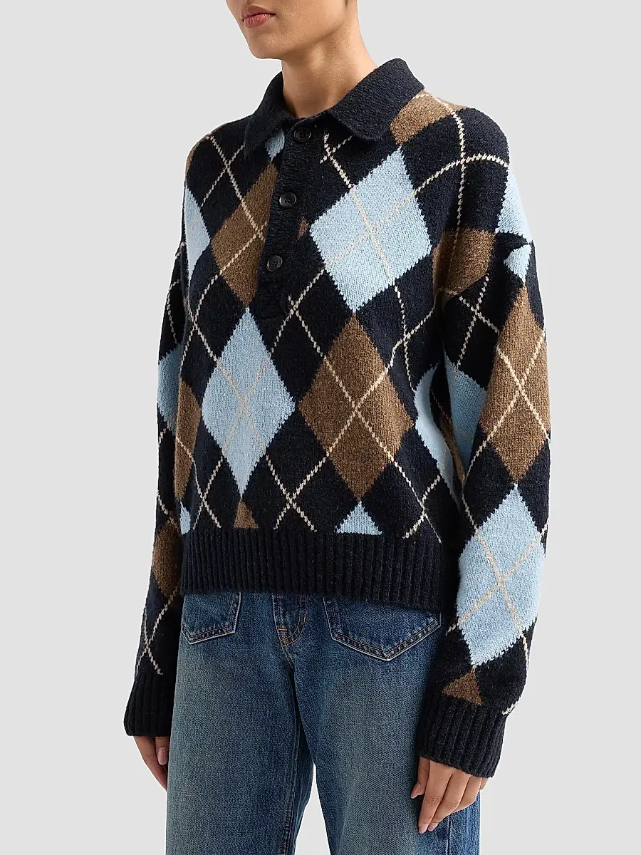 A.L.C. A. L.C. Women's Lennon Argyle Polo Sweater | Thumbnail 4 A.L.C. A. L.C. Women's Lennon Argyle Polo Sweater | Thumbnail 4