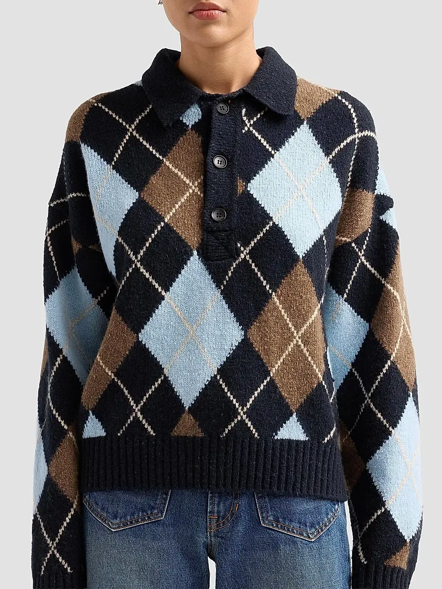 A.L.C. A. L.C. Women's Lennon Argyle Polo Sweater | Thumbnail 5 A.L.C. A. L.C. Women's Lennon Argyle Polo Sweater | Thumbnail 5