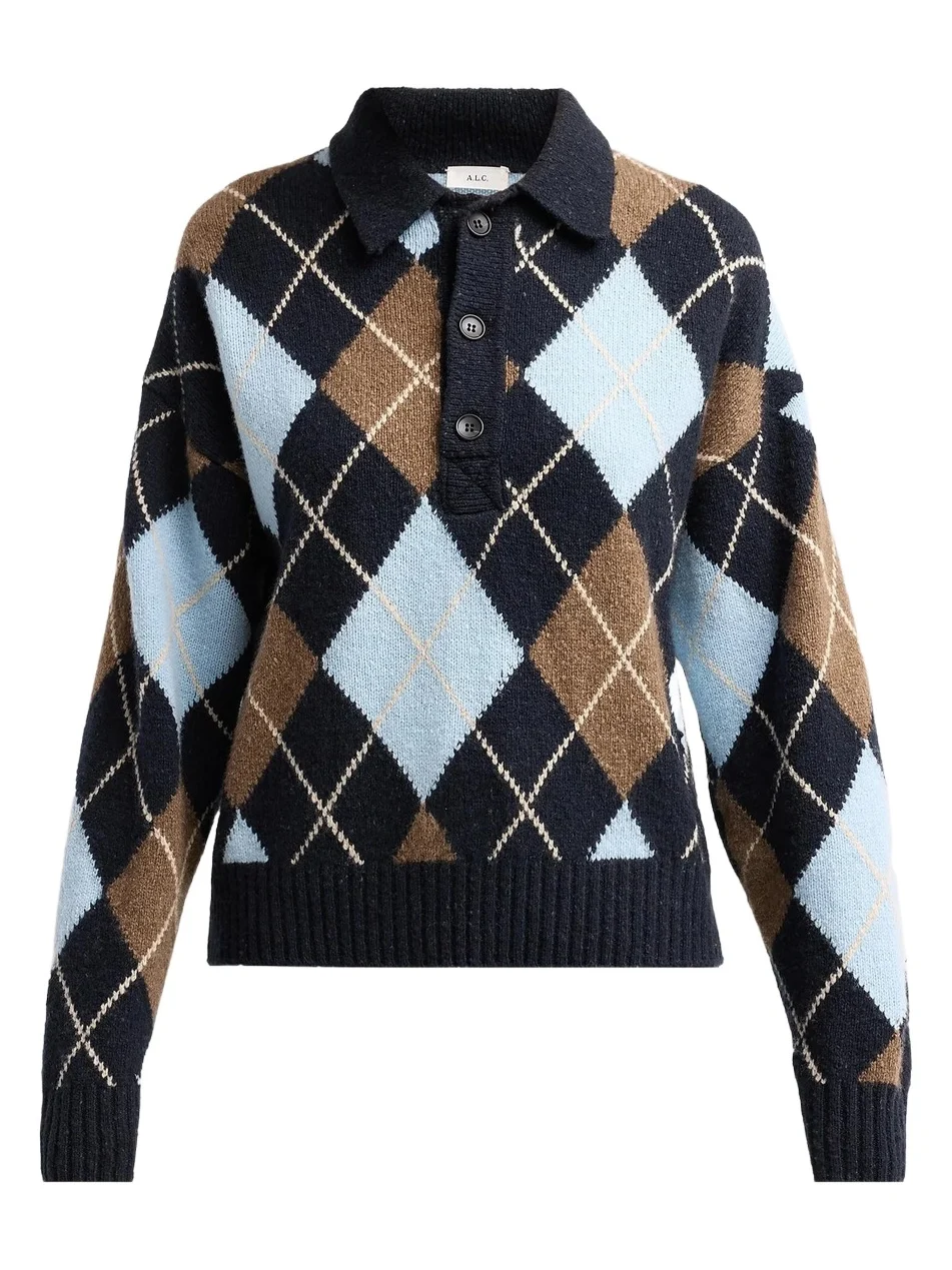 A.L.C. A. L.C. Women's Lennon Argyle Polo Sweater