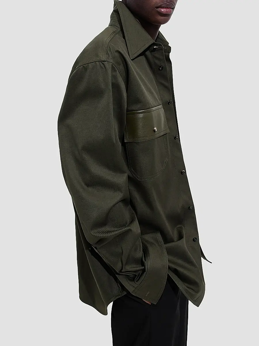 Bottega Veneta Men's Light Cotton Gabardine Shirt | Thumbnail 3