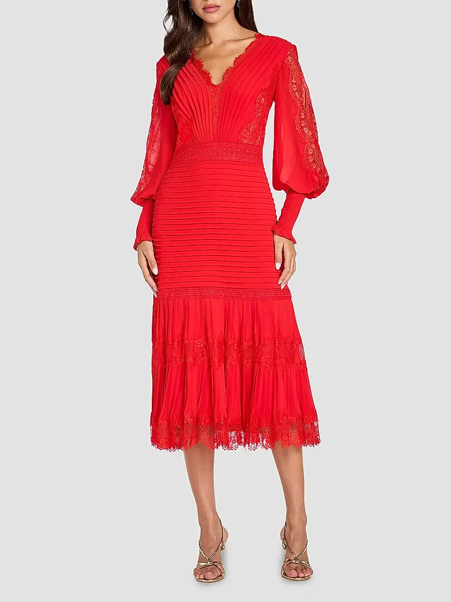 Tadashi Shoji Women's Lace Balloon-Sleeve Midi-Dress | Thumbnail 2