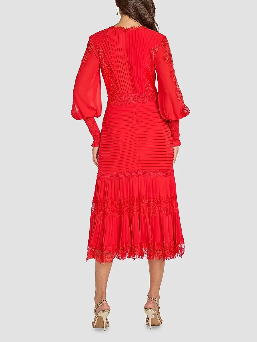 Tadashi Shoji Women's Lace Balloon-Sleeve Midi-Dress | Thumbnail 3
