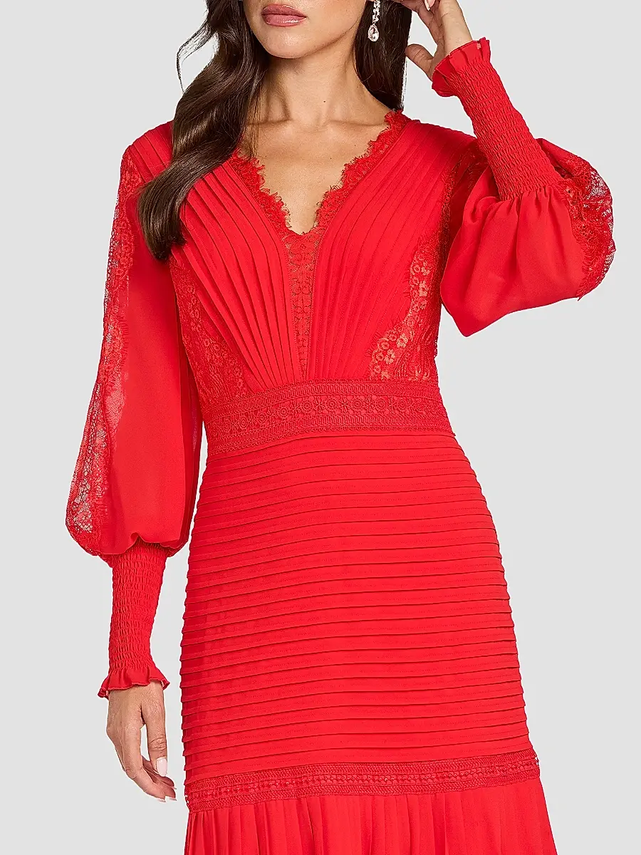 Tadashi Shoji Women's Lace Balloon-Sleeve Midi-Dress | Thumbnail 4