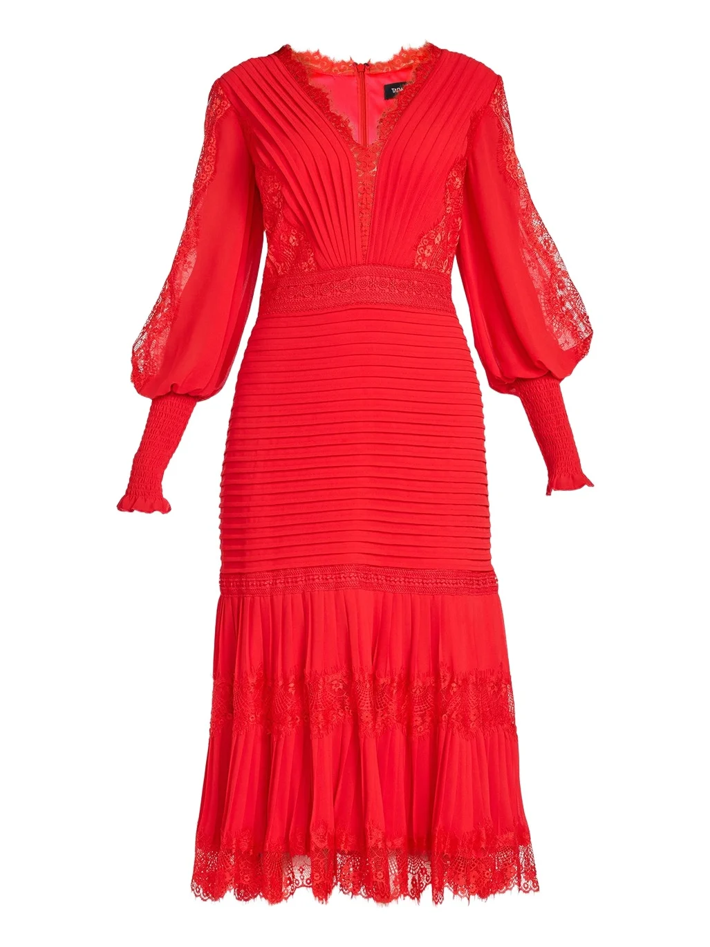 Women's Lace Balloon-Sleeve Midi-Dress Women's Lace Balloon-Sleeve Midi-Dress