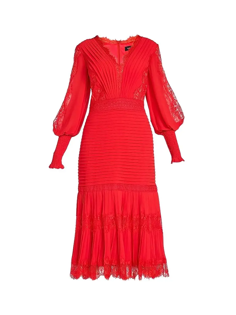 Tadashi Shoji Women's Lace Balloon-Sleeve Midi-Dress