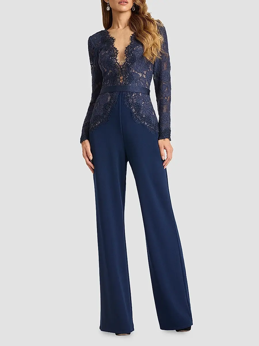 Tadashi Shoji Women's Lace Bodice Crepe Jumpsuit | Thumbnail 2