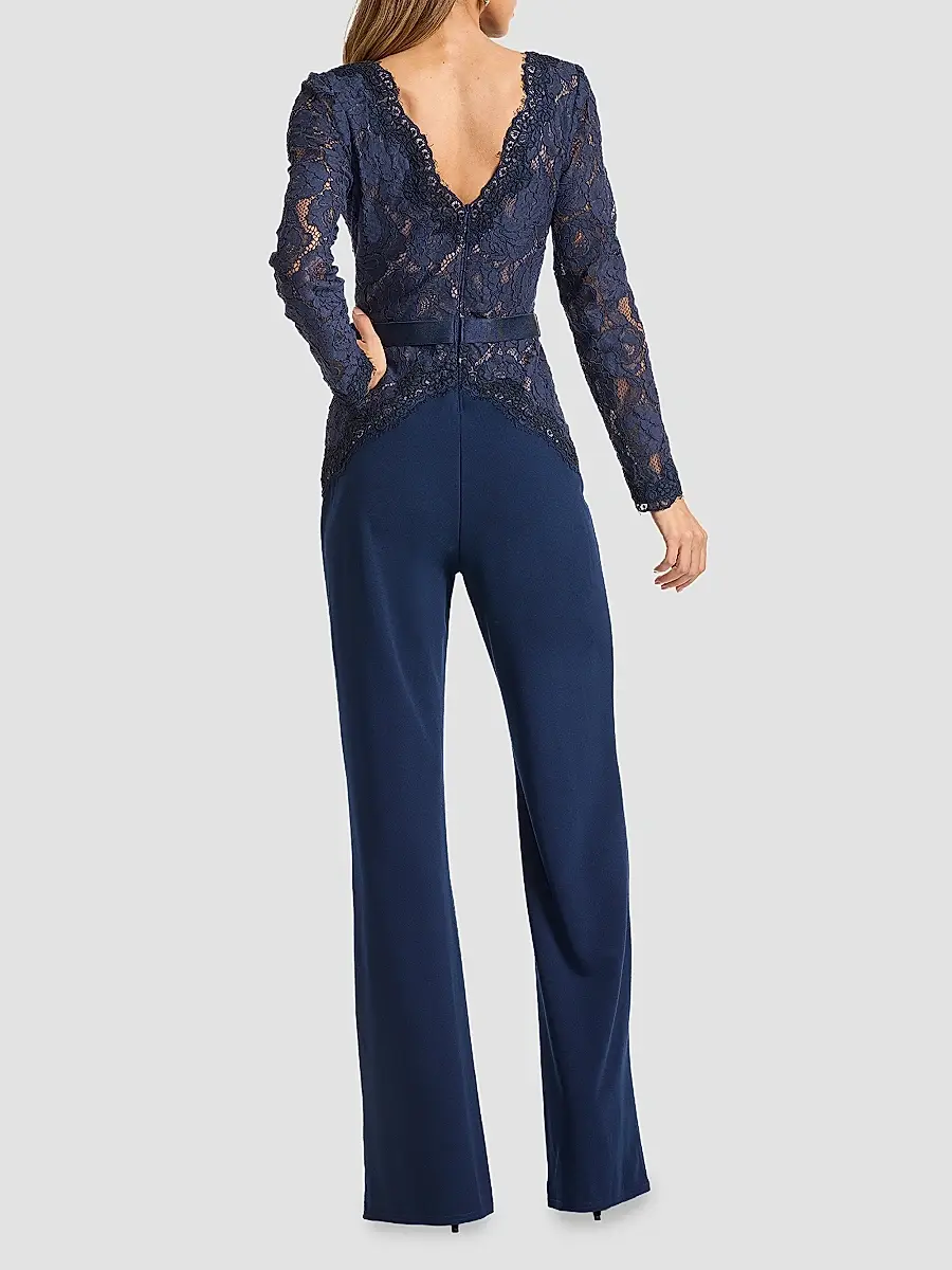 Tadashi Shoji Women's Lace Bodice Crepe Jumpsuit | Thumbnail 3