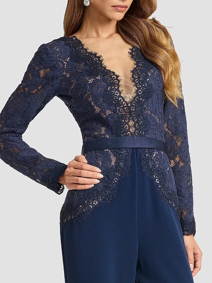 Tadashi Shoji Women's Lace Bodice Crepe Jumpsuit | Thumbnail 4