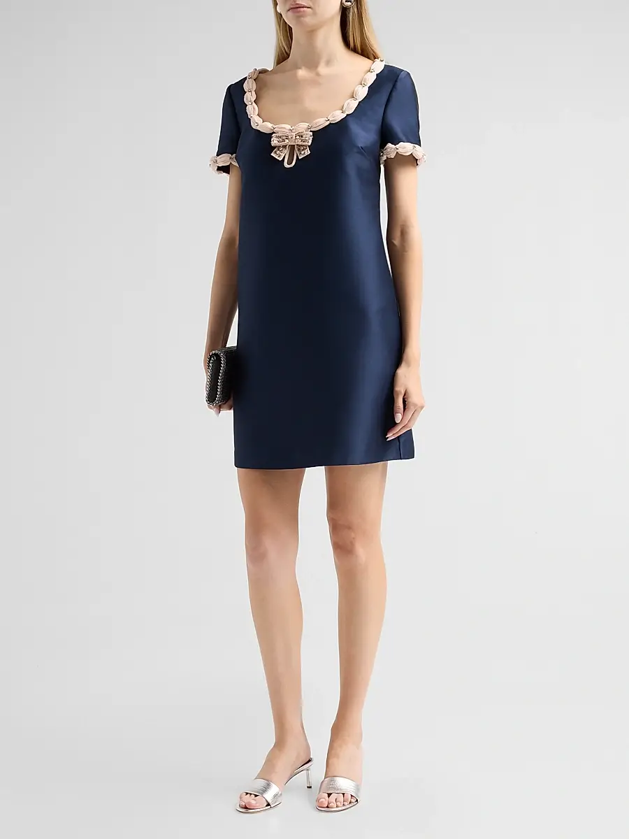 BADGLEY MISCHKA Women's Contrast Bow Mikado Shift Cocktail Dress | Thumbnail 4 BADGLEY MISCHKA Women's Contrast Bow Mikado Shift Cocktail Dress | Thumbnail 4