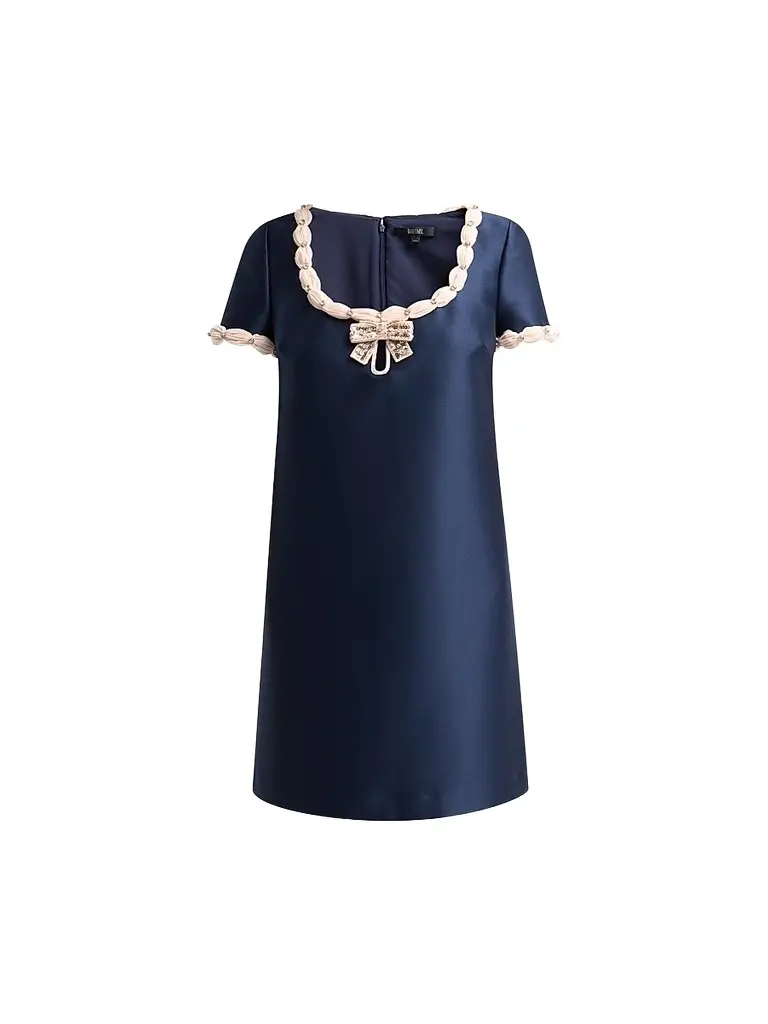BADGLEY MISCHKA Women's Contrast Bow Mikado Shift Cocktail Dress
