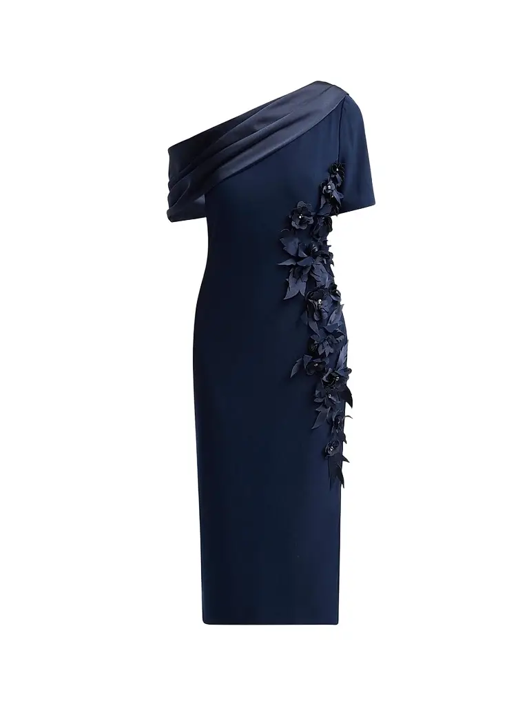 BADGLEY MISCHKA Women's Draped One-Shoulder Cocktail Dress