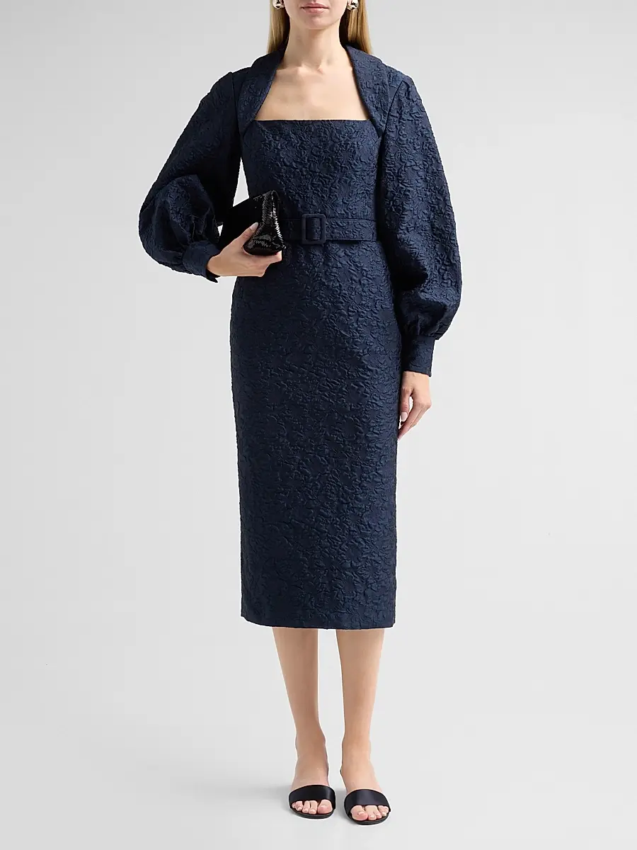 BADGLEY MISCHKA Women's Jacquard Cocktail Midi Dress | Thumbnail 2 BADGLEY MISCHKA Women's Jacquard Cocktail Midi Dress | Thumbnail 2