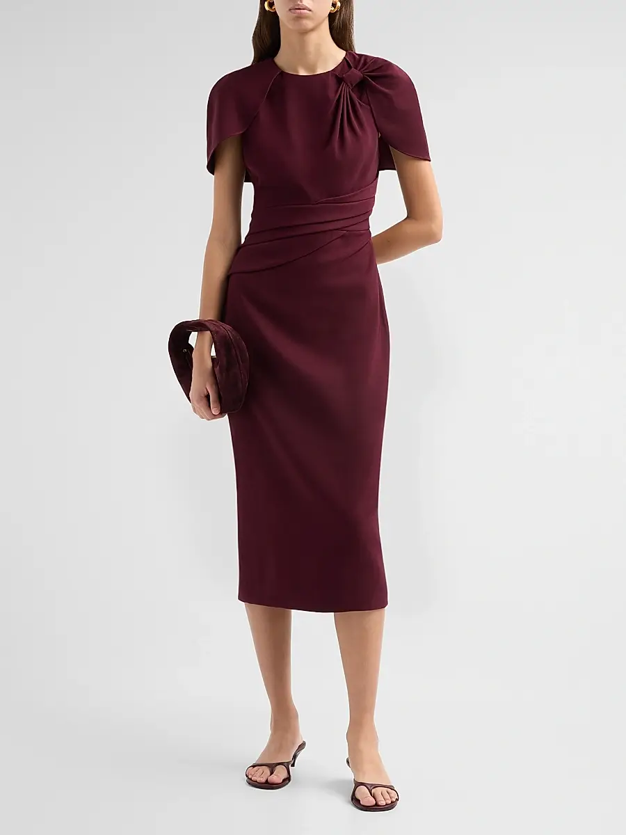 BADGLEY MISCHKA Women's Knotted Cape-Sleeve Cocktail Dress | Thumbnail 2