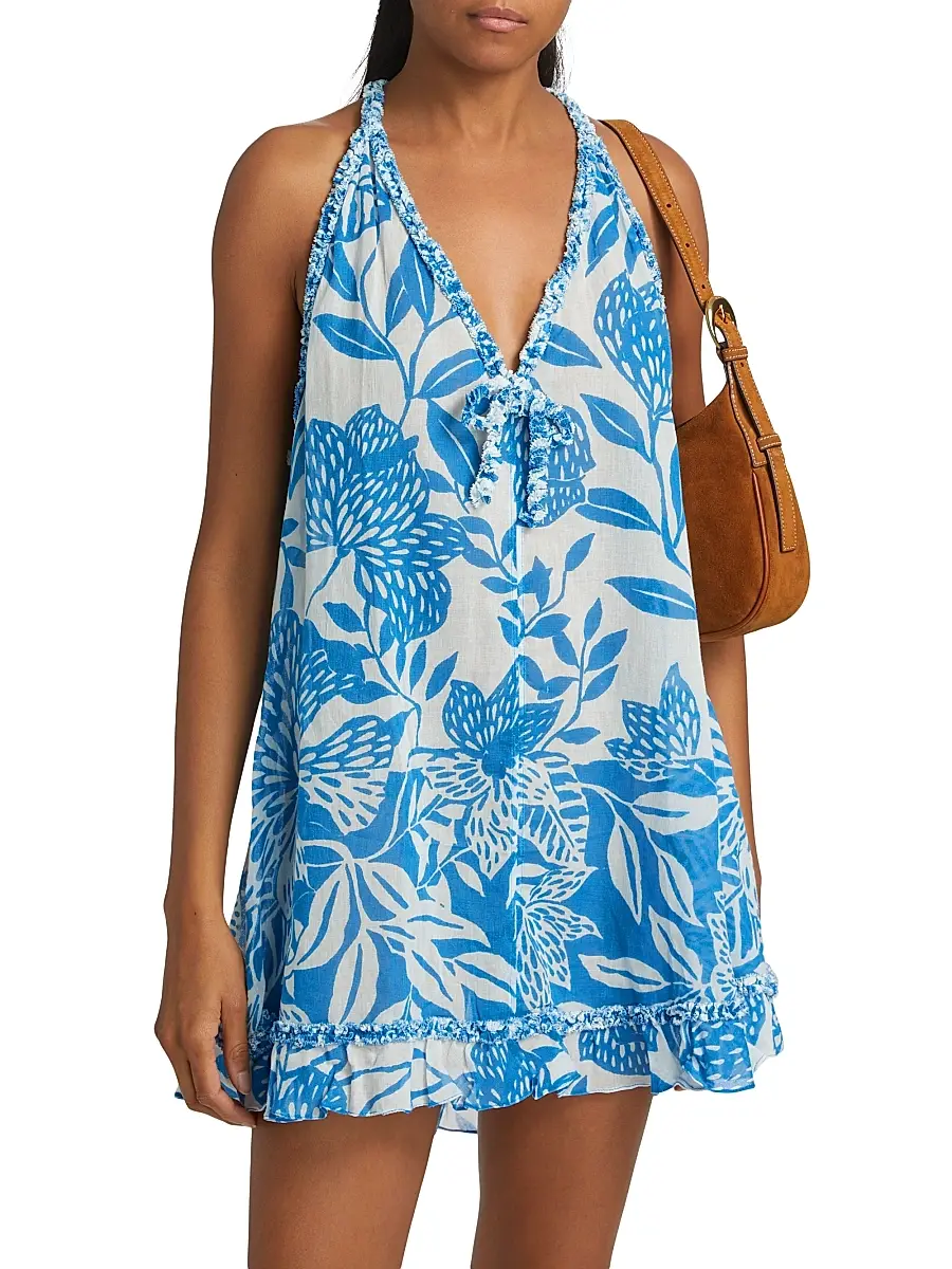 Poupette St Barth Women's Dalia Floral Cotton A-Line Minidress | Thumbnail 3 Poupette St Barth Women's Dalia Floral Cotton A-Line Minidress | Thumbnail 3