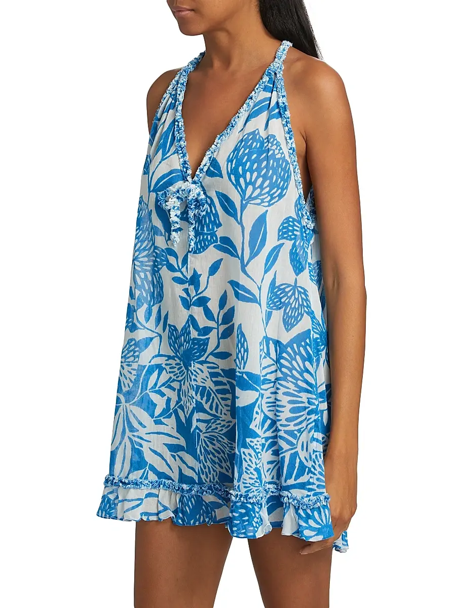 Poupette St Barth Women's Dalia Floral Cotton A-Line Minidress | Thumbnail 4 Poupette St Barth Women's Dalia Floral Cotton A-Line Minidress | Thumbnail 4