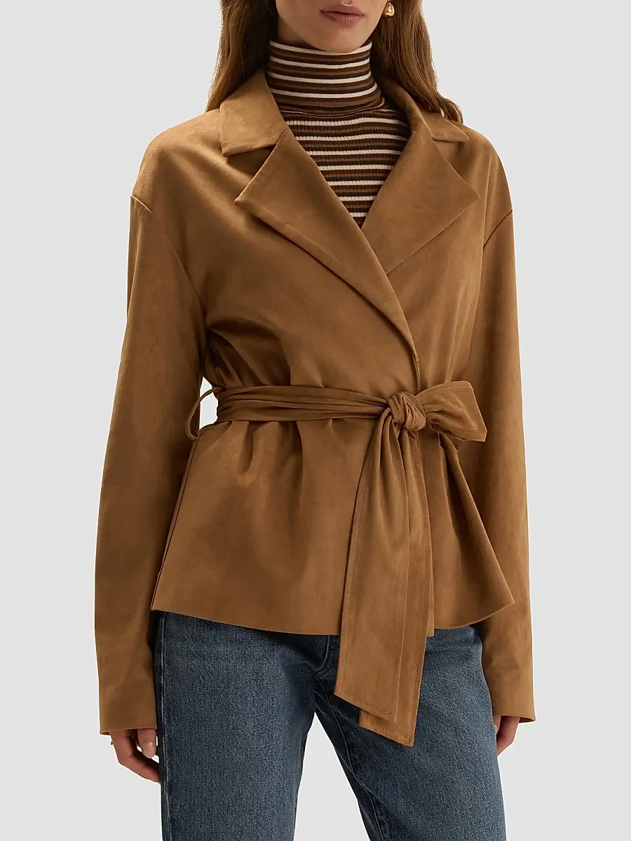 Favorite Daughter Women's The Marina Faux Suede Wrap Coat | Thumbnail 4