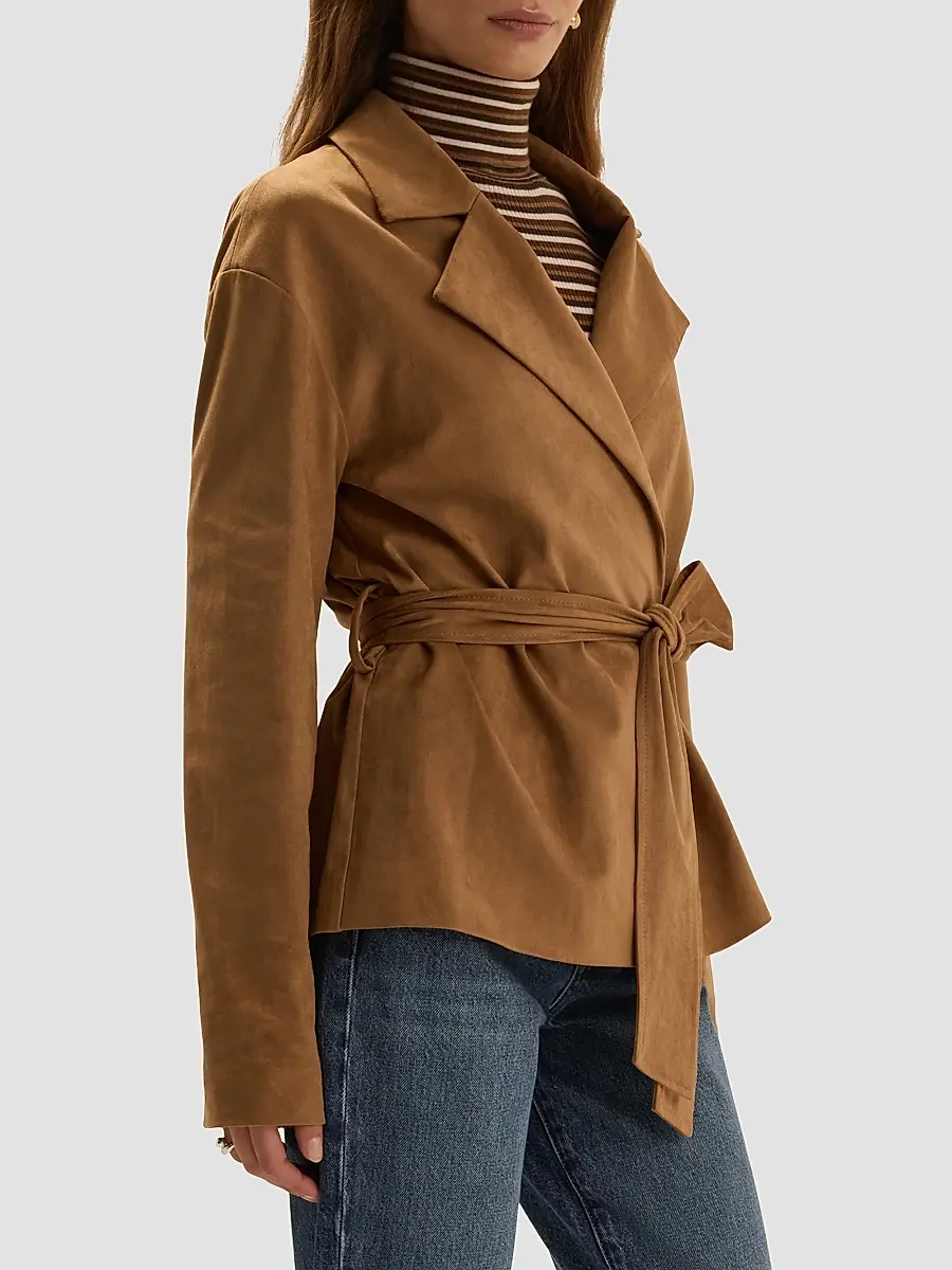 Favorite Daughter Women's The Marina Faux Suede Wrap Coat | Thumbnail 5