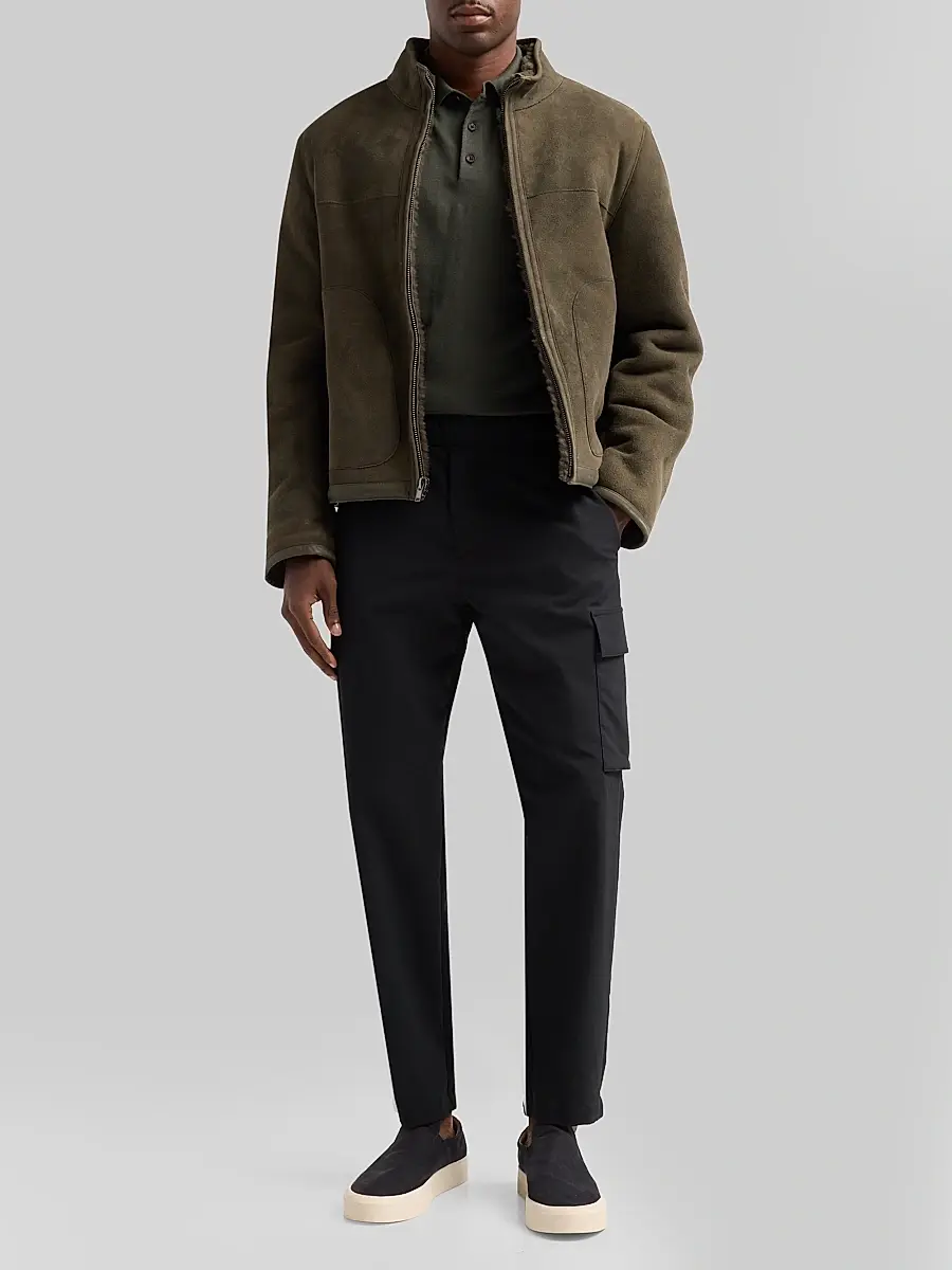 Vince Men's Suede-Shearling Funnel Neck Jacket | Thumbnail 2