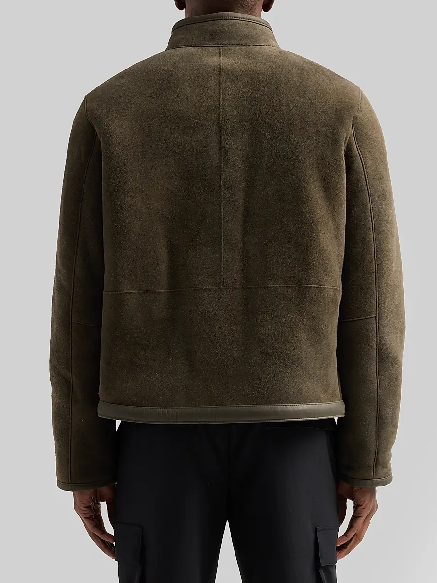 Vince Men's Suede-Shearling Funnel Neck Jacket | Thumbnail 3