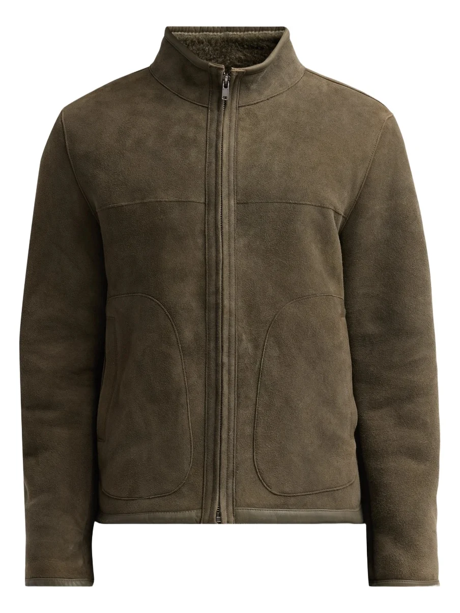 Vince Men's Suede-Shearling Funnel Neck Jacket
