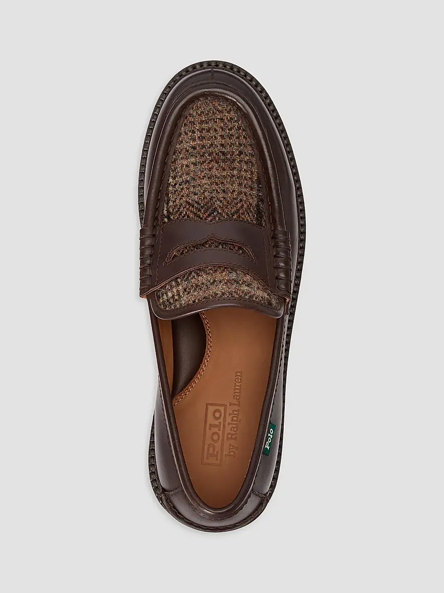 Polo Ralph Lauren Men's Jett Leather & Tweed Penny Loafers | Thumbnail 4 Polo Ralph Lauren Men's Jett Leather & Tweed Penny Loafers | Thumbnail 4