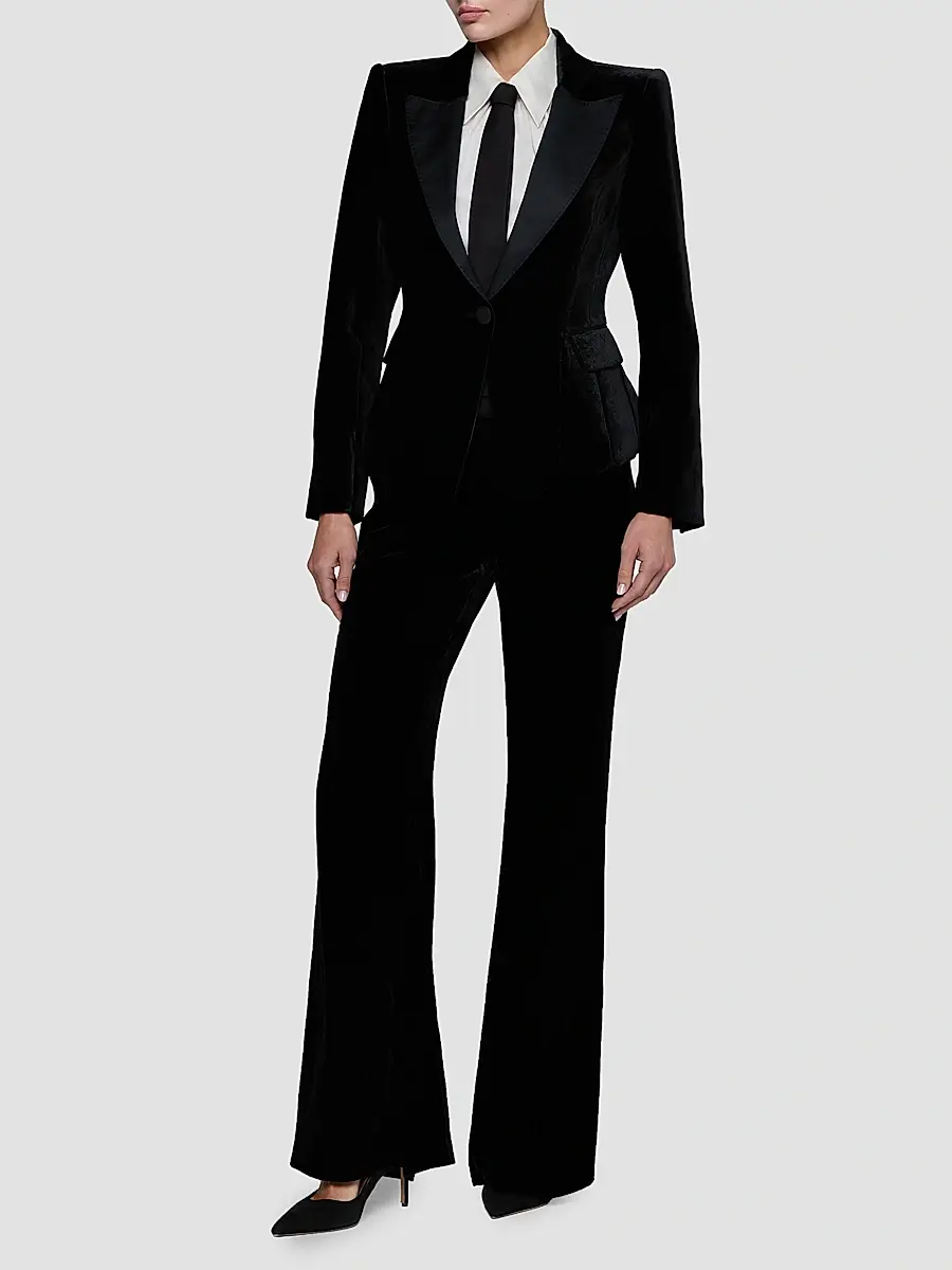 L'Agence Women's Philippa Strong-Shoulder Tuxedo Blazer | Thumbnail 2 L'Agence Women's Philippa Strong-Shoulder Tuxedo Blazer | Thumbnail 2