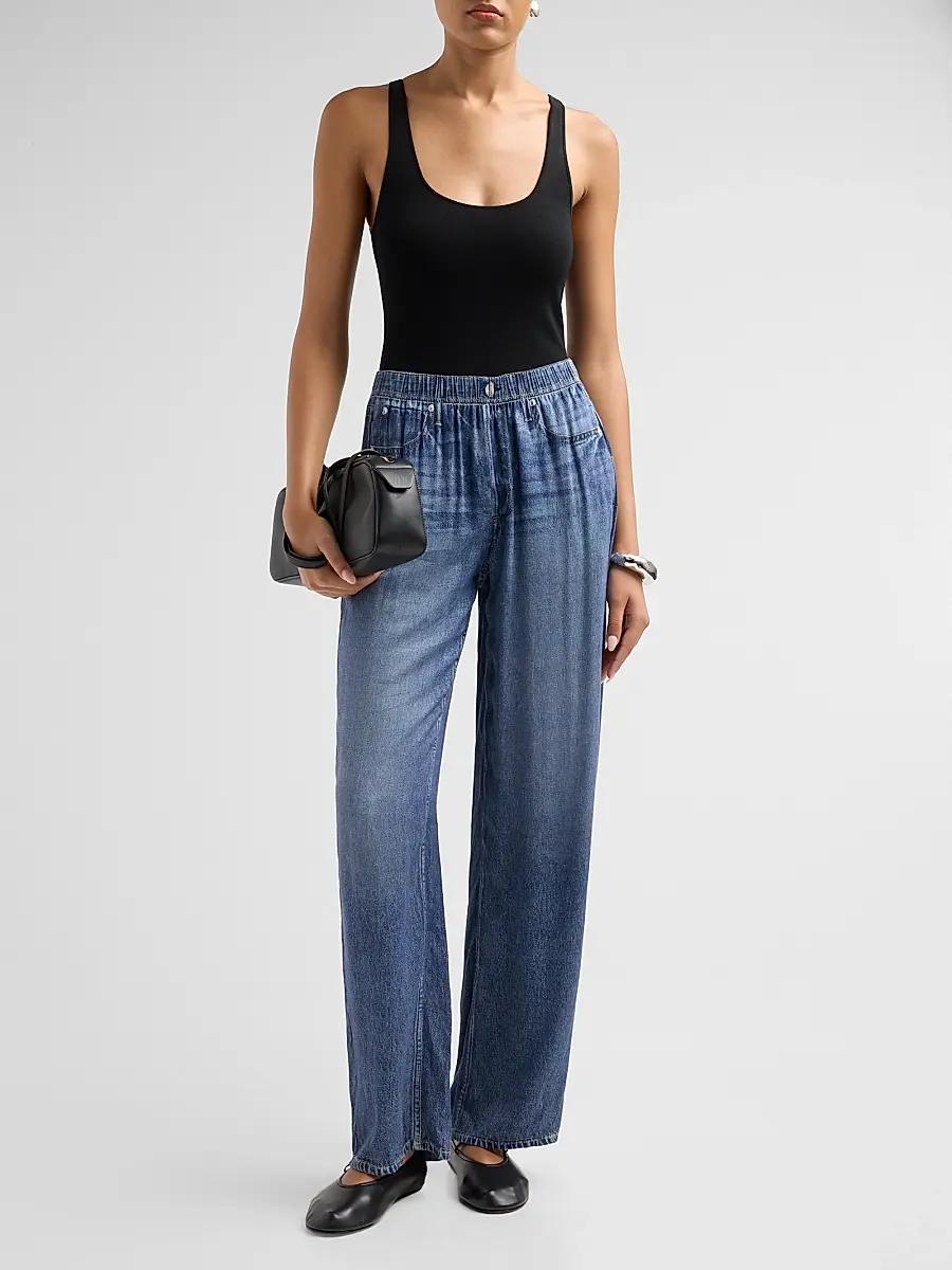rag & bone Women's rb Miramar Slink Printed Wide-Leg Pull-On Pants | Thumbnail 2
