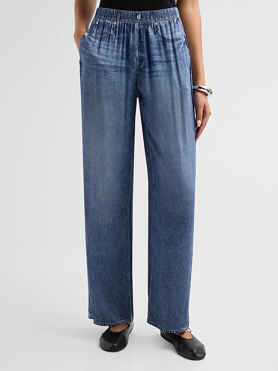 rag & bone Women's rb Miramar Slink Printed Wide-Leg Pull-On Pants | Thumbnail 4